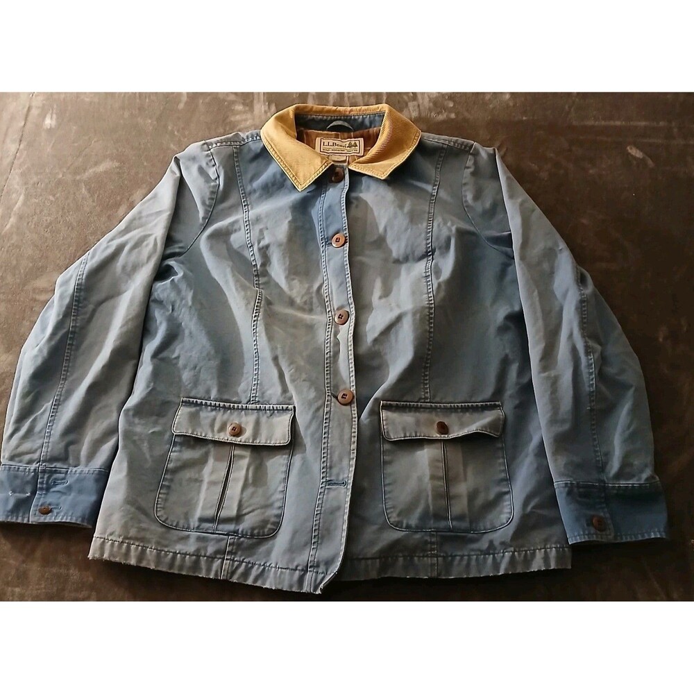 L.L. Bean Adirondack Barn Coat Women’s 2X Blue Canvas Chore Jacket Flannel Lined